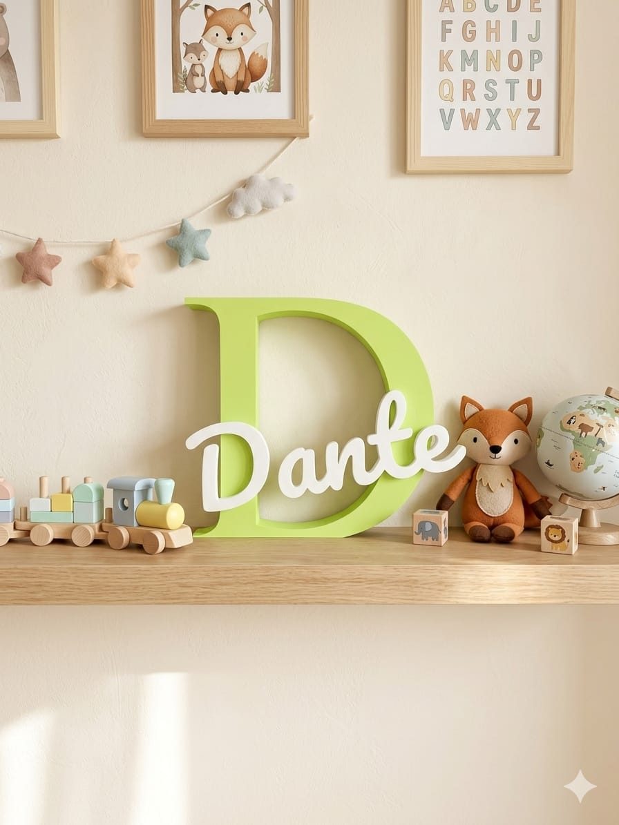 Letra D verde con el nombre Dante en blanco